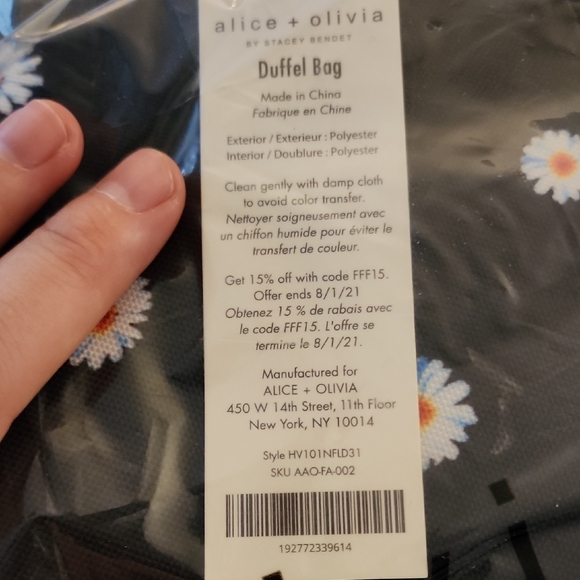 Alice + Olivia Black Daisy Floral Duffle Bag - Picture 6 of 7